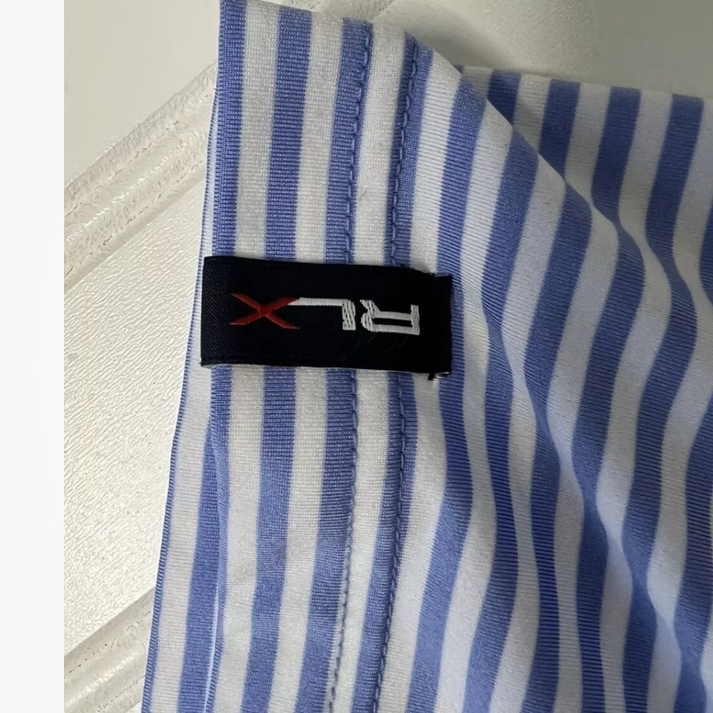 Ralph Lauren RLX Polo Shirt Men Large Striped Short Sleeve Golf Performance 907 - Picture 3 of 3